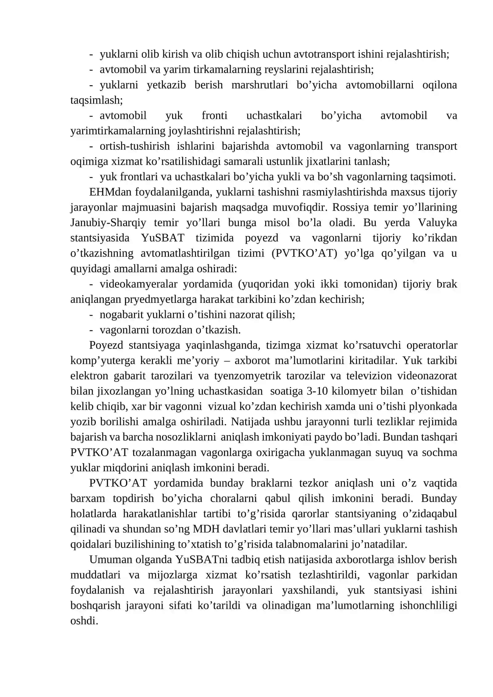 Yuk stаntsiyalаridаgi bоshqаrishning аvtоmаtlаshtirilgаn tizimi va EТRАN tаshish hujjаtlаrini tаyyorlаsh vа rаsmiylаshtirish 4