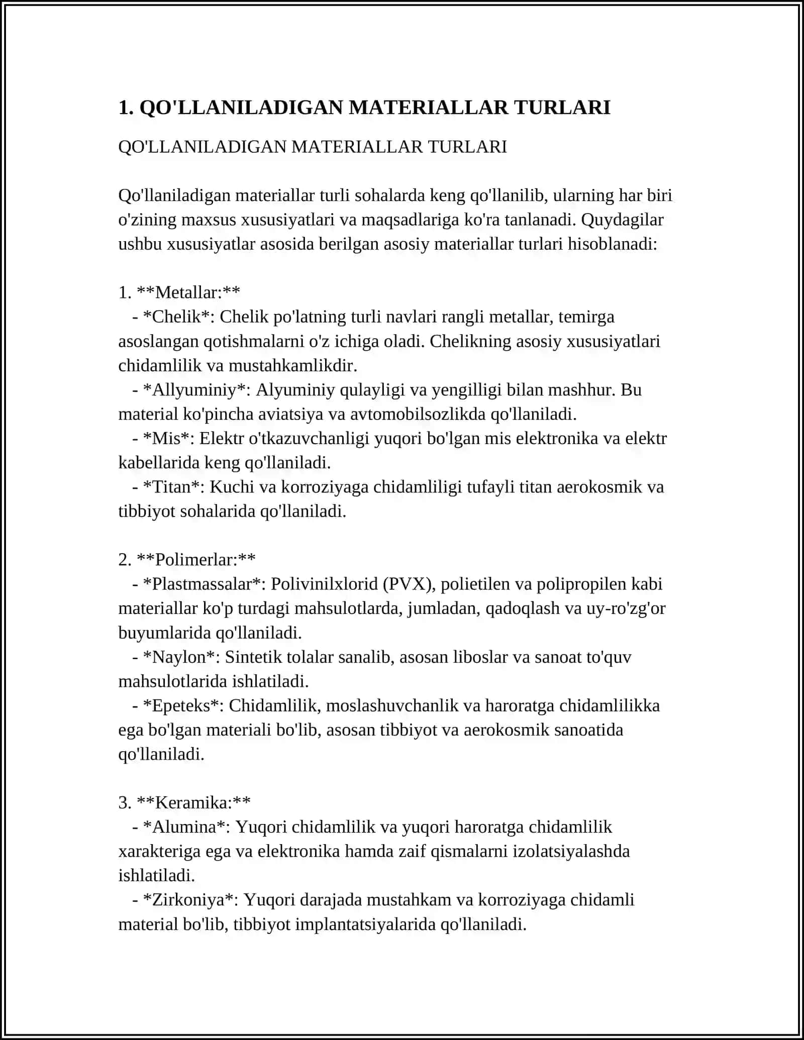 PECHSOZLIKDA QO‘LLANILADIGAN MATERIALLARGA QO‘YILADIGAN TALABLAR 4