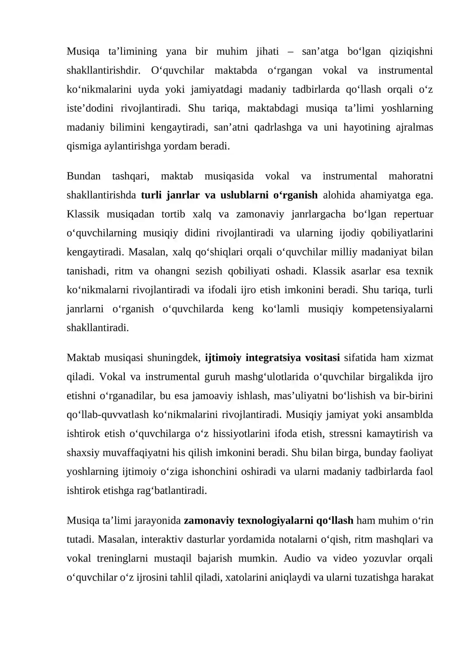 Yoshlar orasida vokal va instrumental mahoratni shakllantirishdagi maktabdagi musiqa ta’limining roli 4
