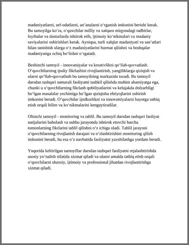 ÔQUVCHILARNING DARSDAN TASHQARI FAOLIYATINI TASHKILLASHTIRISH, ISHLANMA TAYYORLASH 4