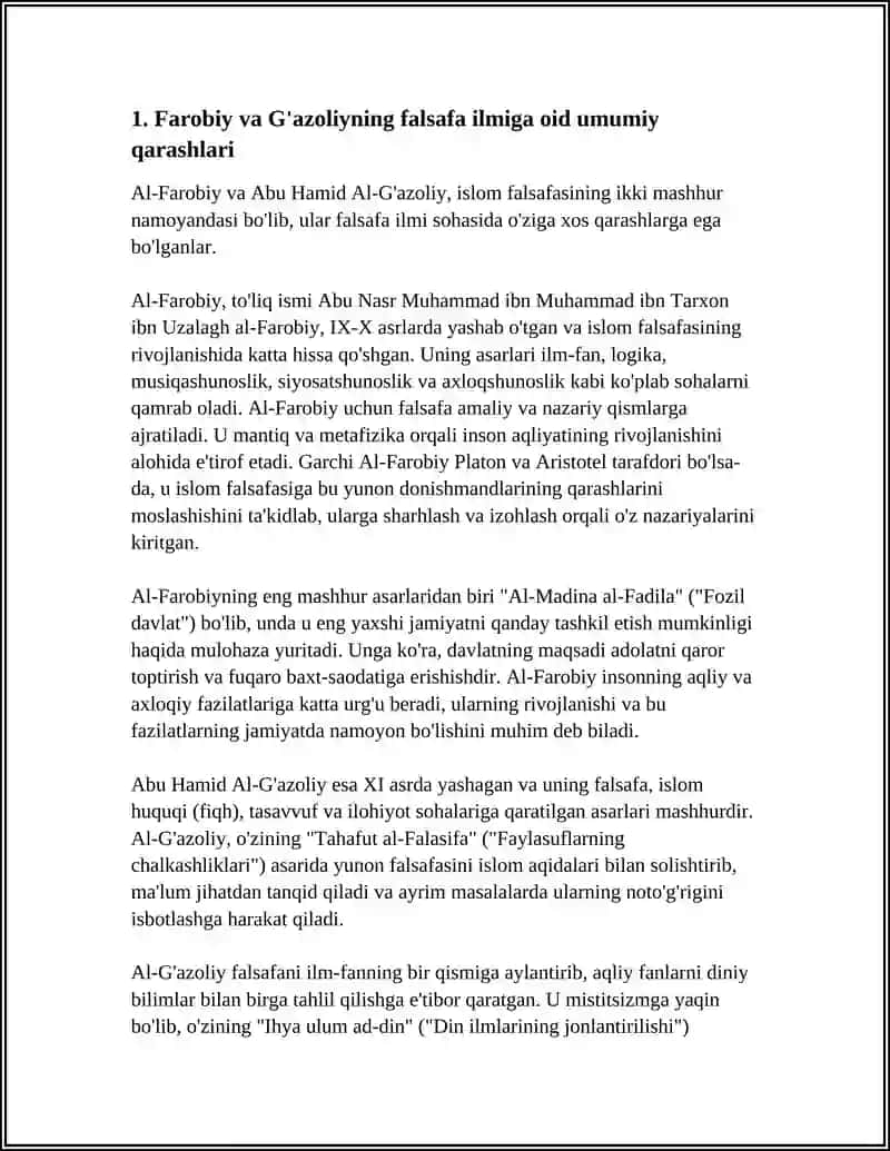 ABU NASR FAROBIY VA IMOM G'AZOLIYNING FALSAFA ILMIGA OID QARASHLARINI QIYOSIY TAHLILI ETISH 4