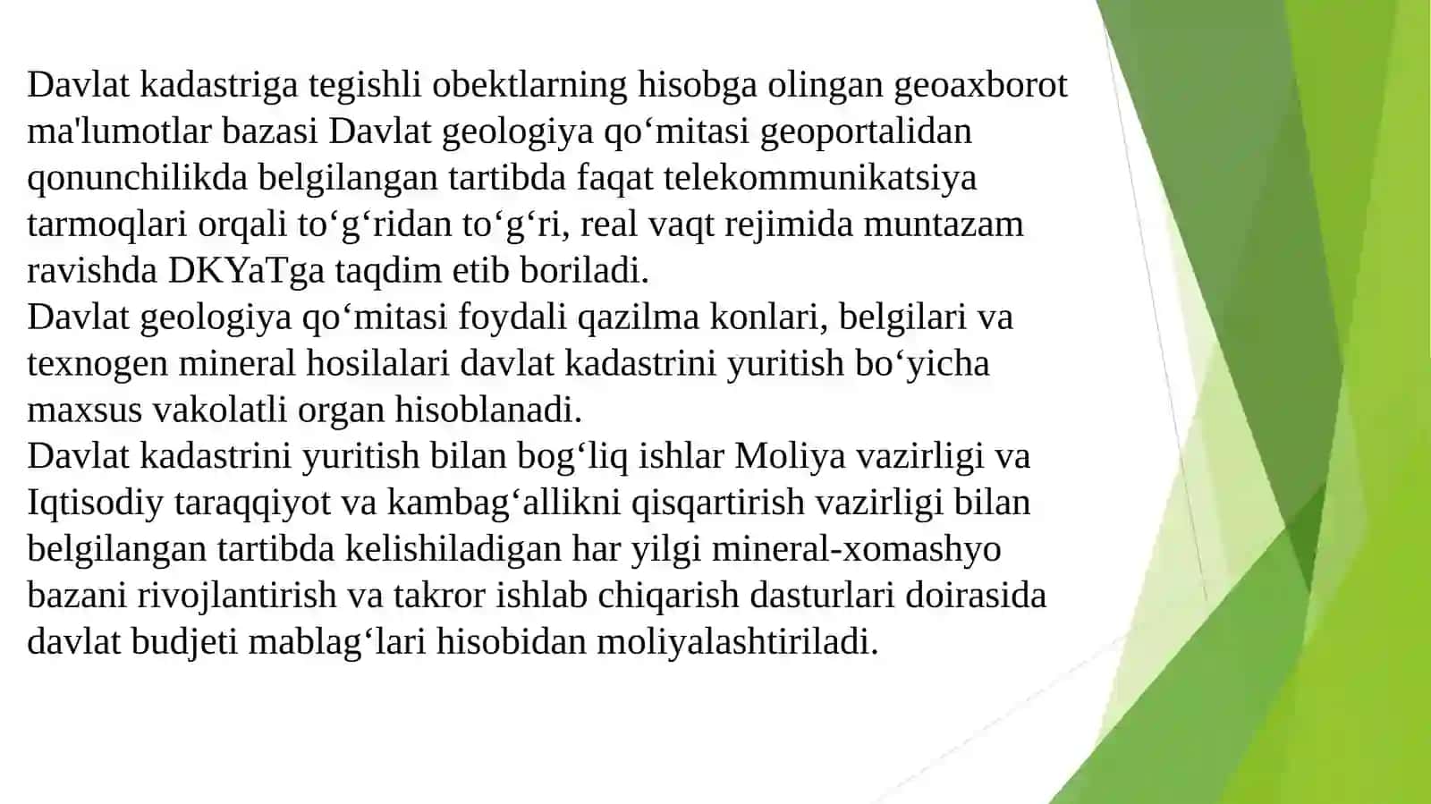 O‘zbekiston Respublikasi foydali qazilmakonlari, belgilar va texnogen hosilalarni davlat kadastrini yuritishtartibi 4