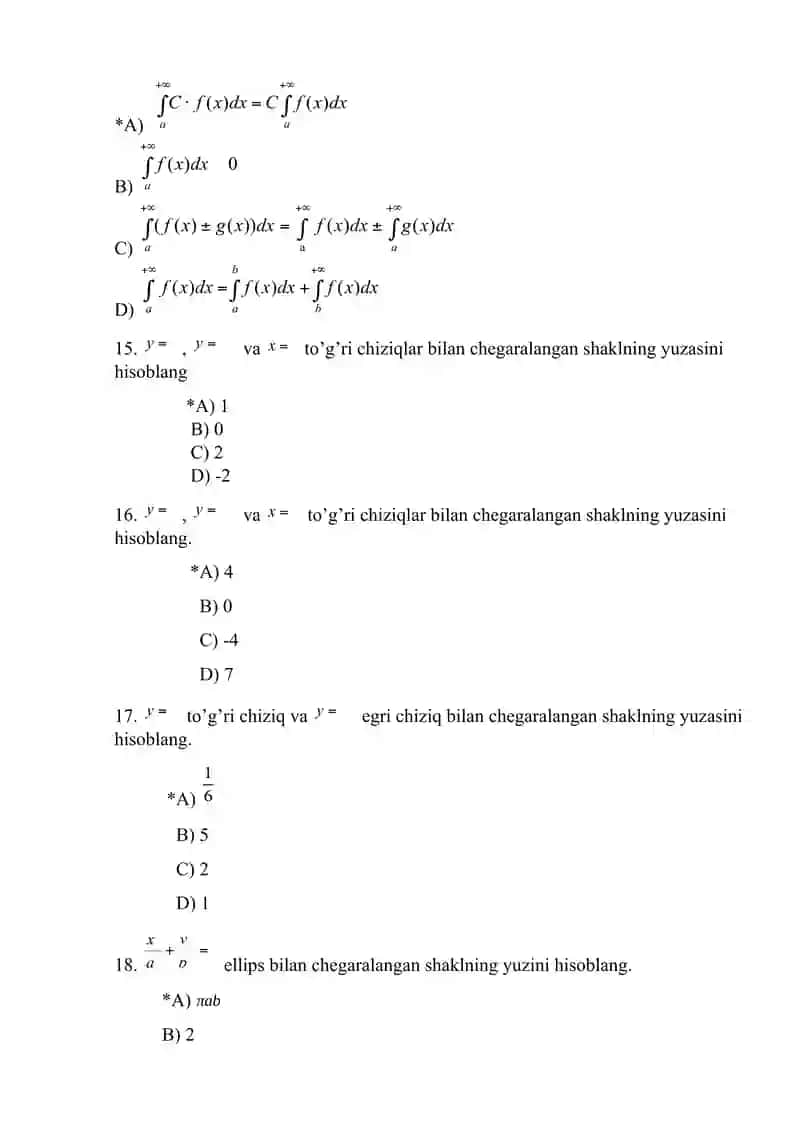 test oliy matematika 500 talik 4