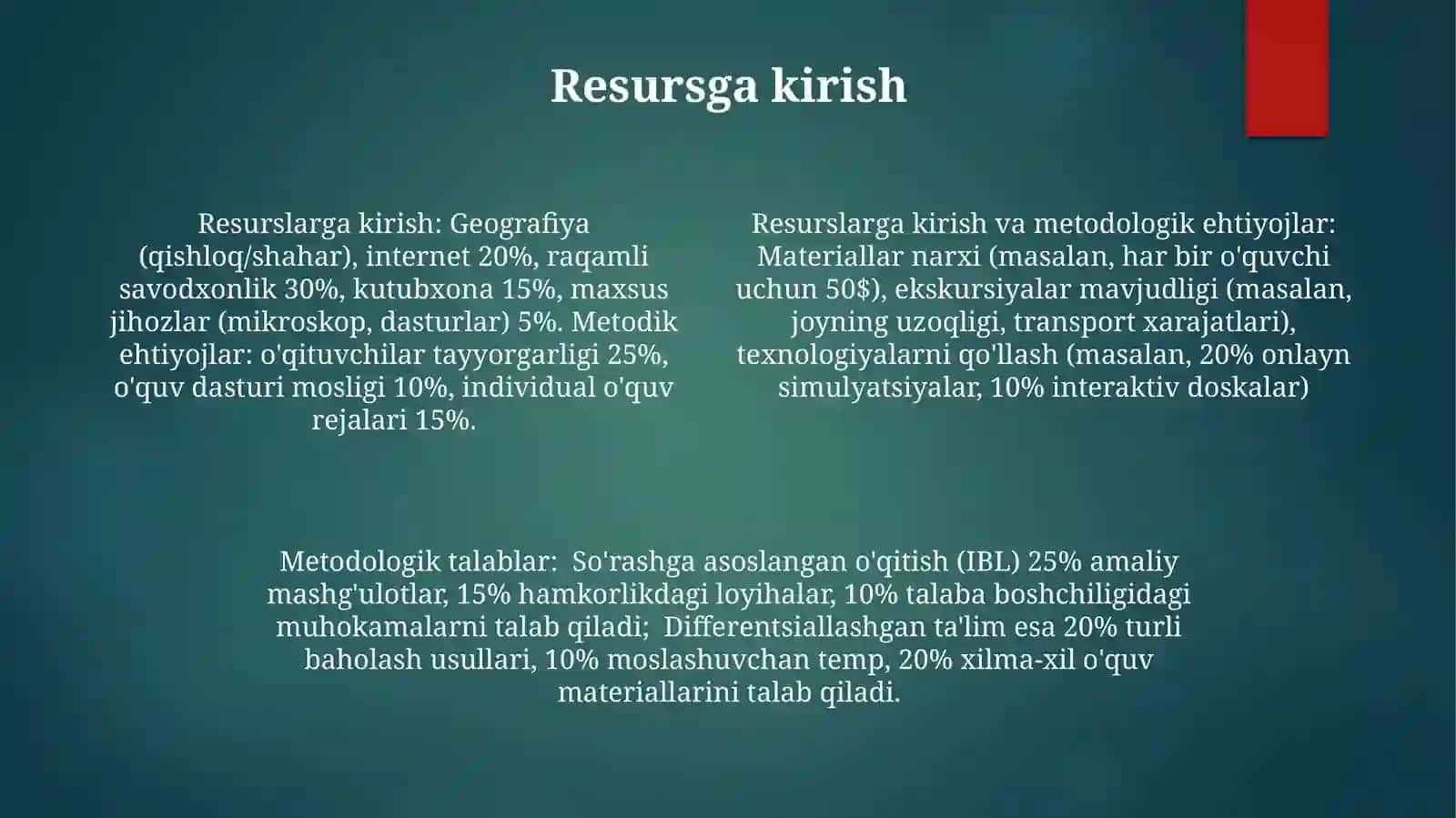 Darslarga qoʻyiladigan metodik talablar 4