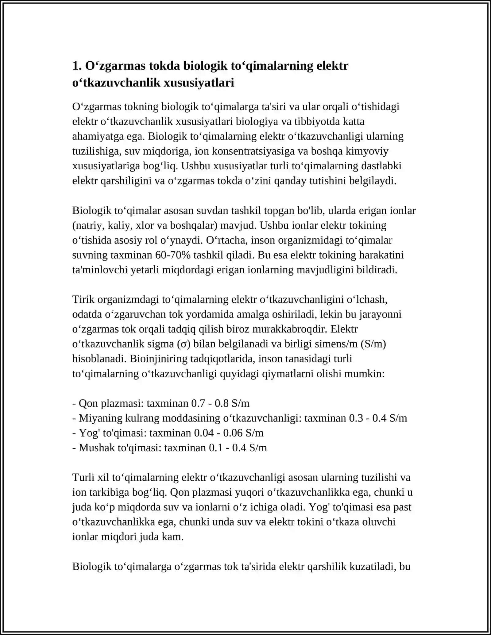 BIOLOGIK TUQIMALAR VA SUYUQLIKLARNING OʻZGARMADI TOKDA ELEKT UTGAZUVCHINING AEEOIONLAR VA ULARNING DAVOLASH -PROFILOKTIK TAʼSIRI TERMO ELEKTR HODISALAR 4