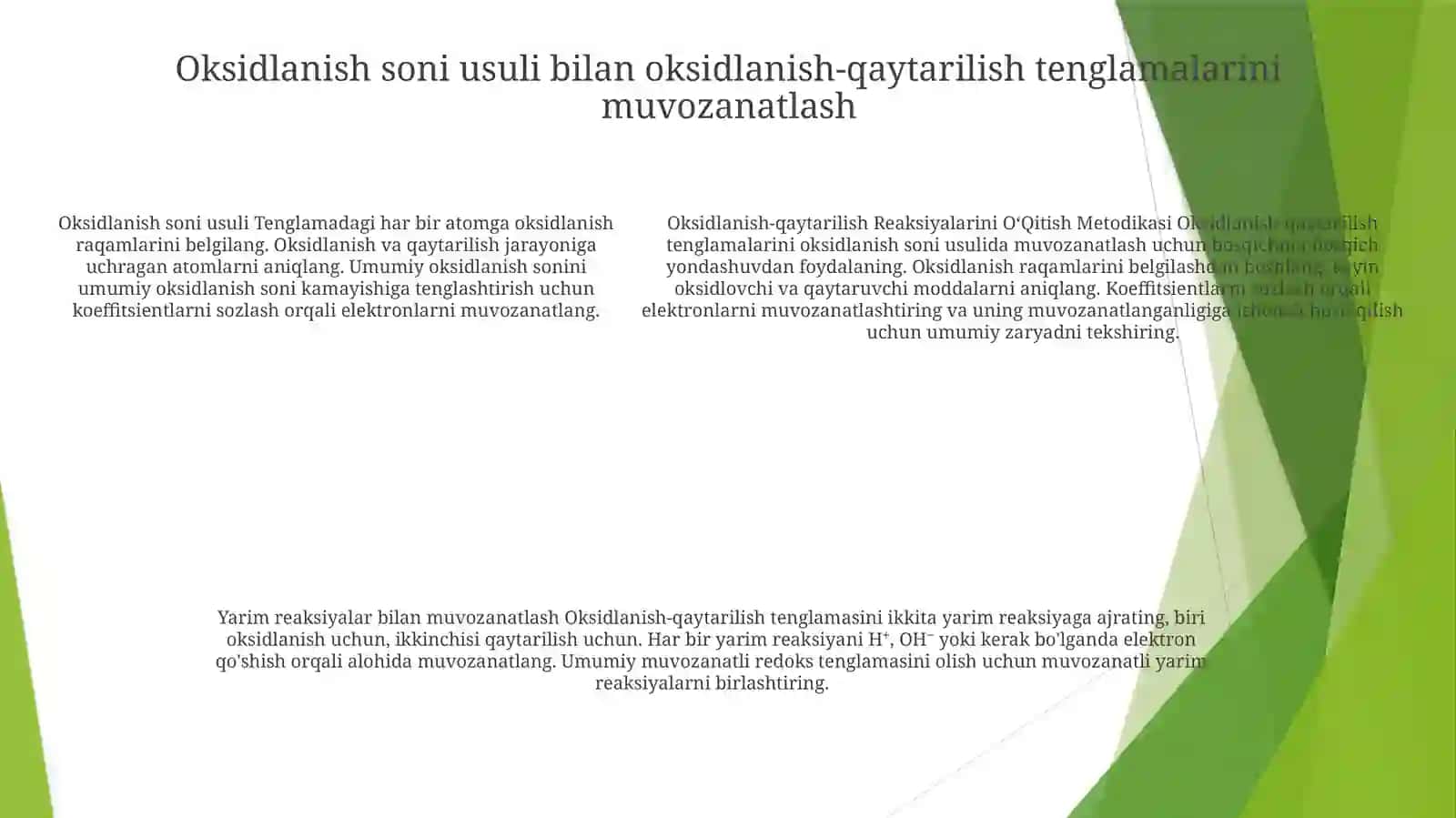 Oksidlanish-Qaytarilish Reaksiyalarini OʻQitish Metodikasi Bilan Tanishish 4