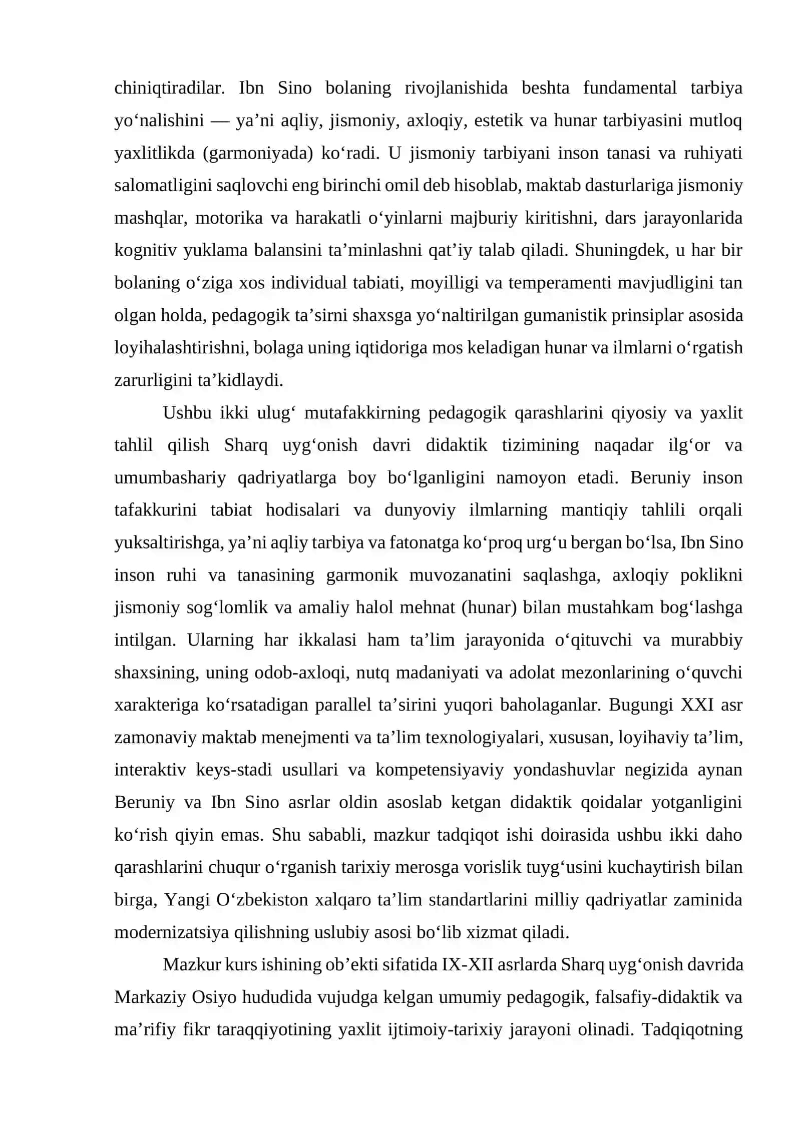 Sharq uyg‘onish davrida pedagogik fikr taraqqiyoti (Abu Rayhon Beruniy, Abu Ali ibn Sinoning talim-tarbiyaga oid qarashlari) 4