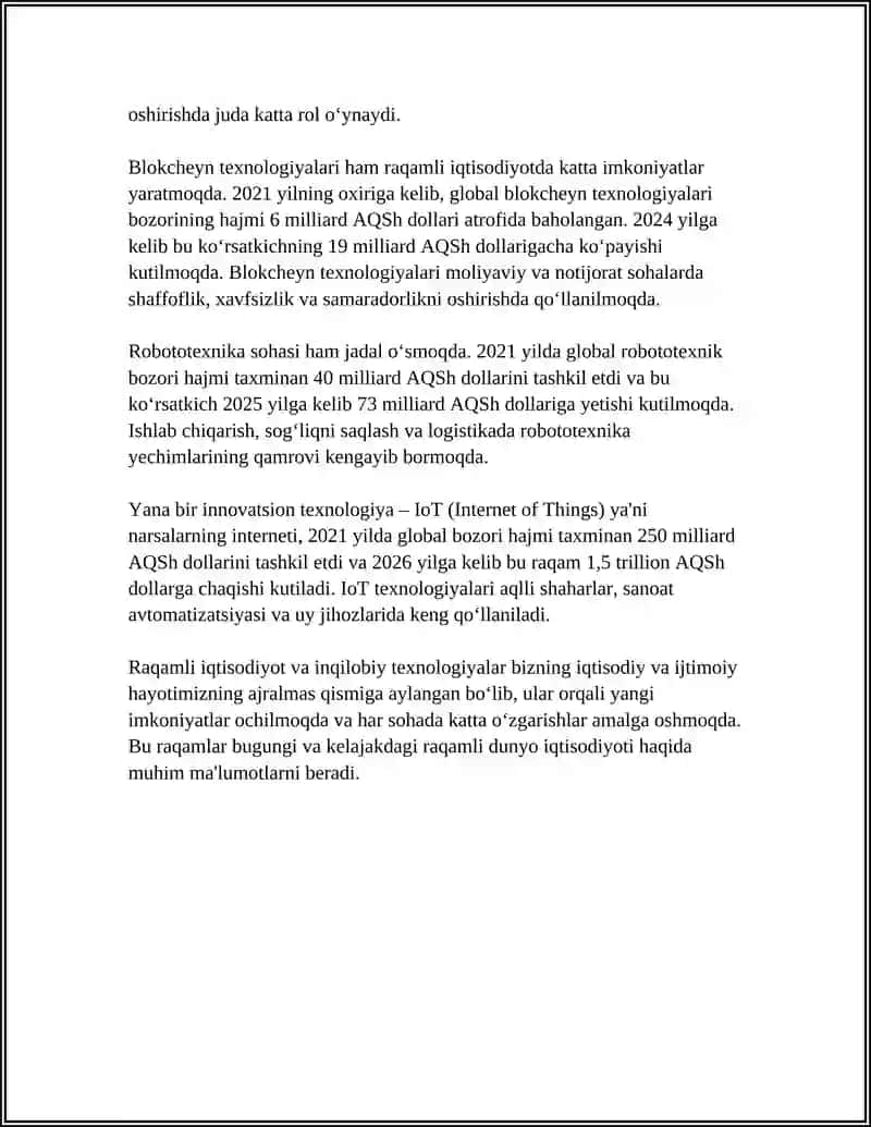 Raqamli iqtisodiyot va inqilobiy texnologiyalar 4