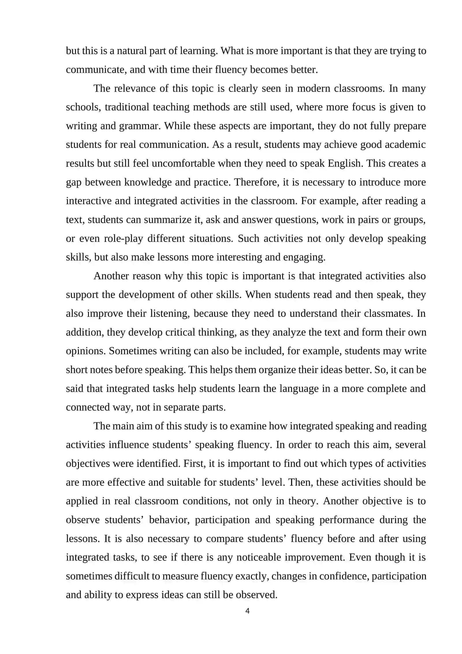 COURSE PAPER THEME: Developing Fluency Through Integrated Speaking and Reading Activities 4