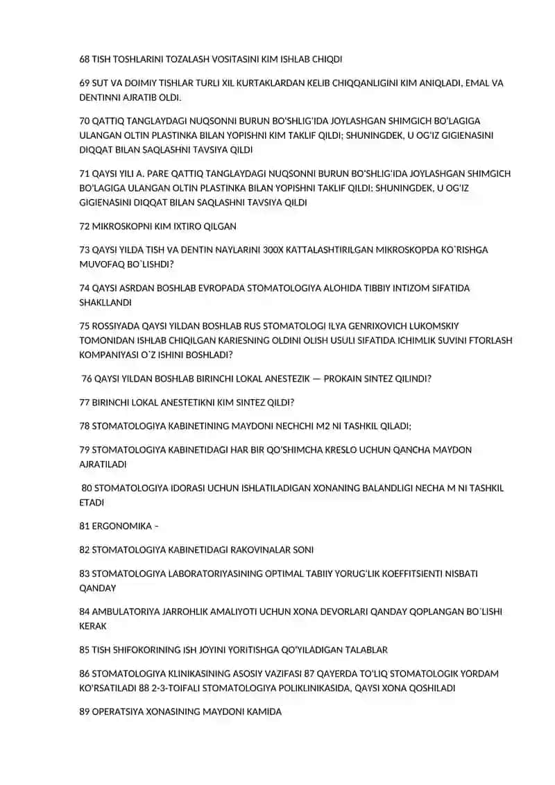 STOMATOLOGIYA savollar amaliy mashg'ulot uchun 4