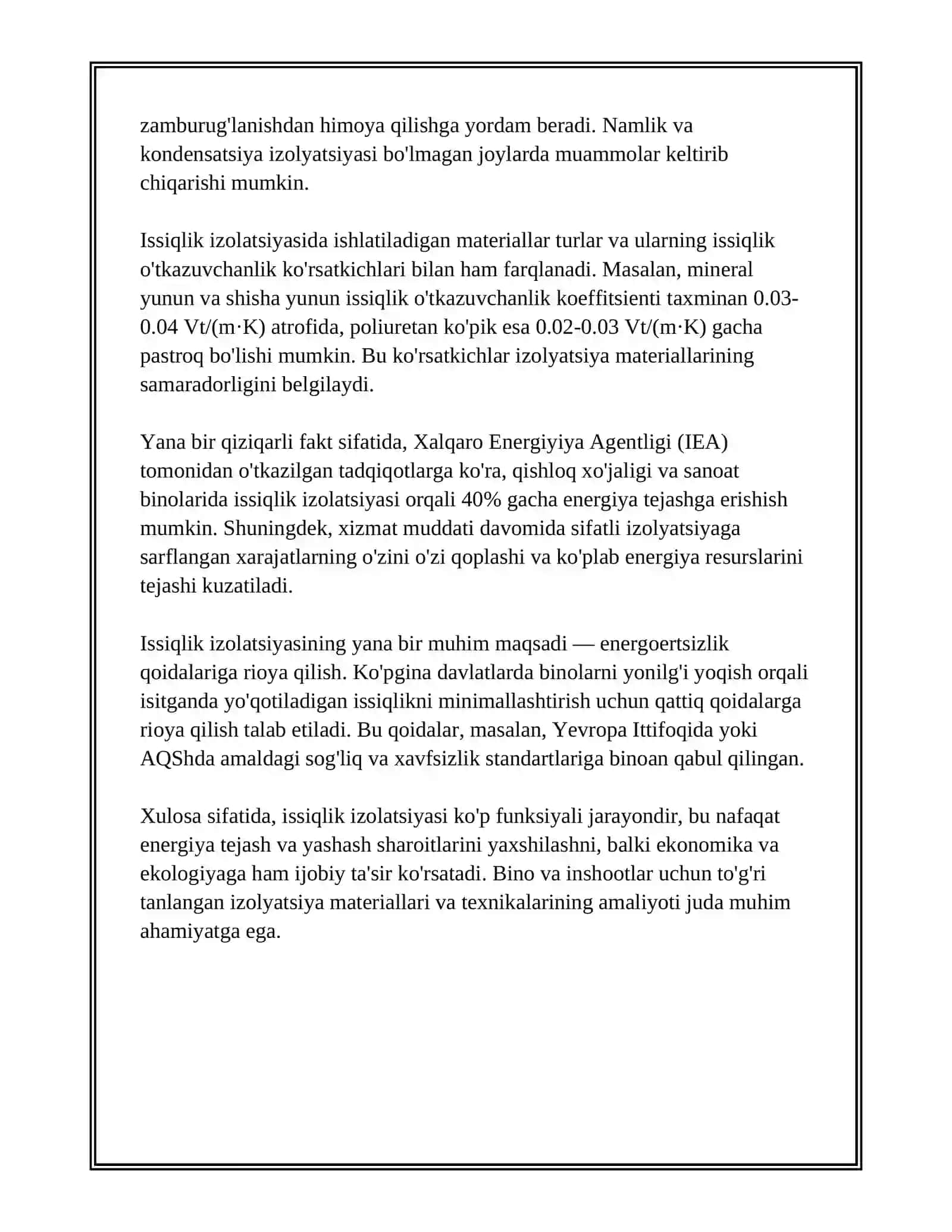 QOZON QURILMASI QUVURLAR UCHUN ISSIQLIK IZOLYATSIYASINI TANLASH VA TAVSIYALAR ISHLAB CHIQISH 4