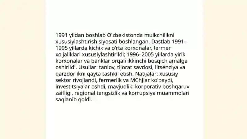 Bozor iqtisodiyotiga otish davri va uning ozbekistondagi xususiyatlar 4
