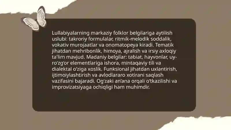 Bolalar folklori materiallari asosida markuz folklor namunalarining oʻziga xos belgilarini aniqlash 4