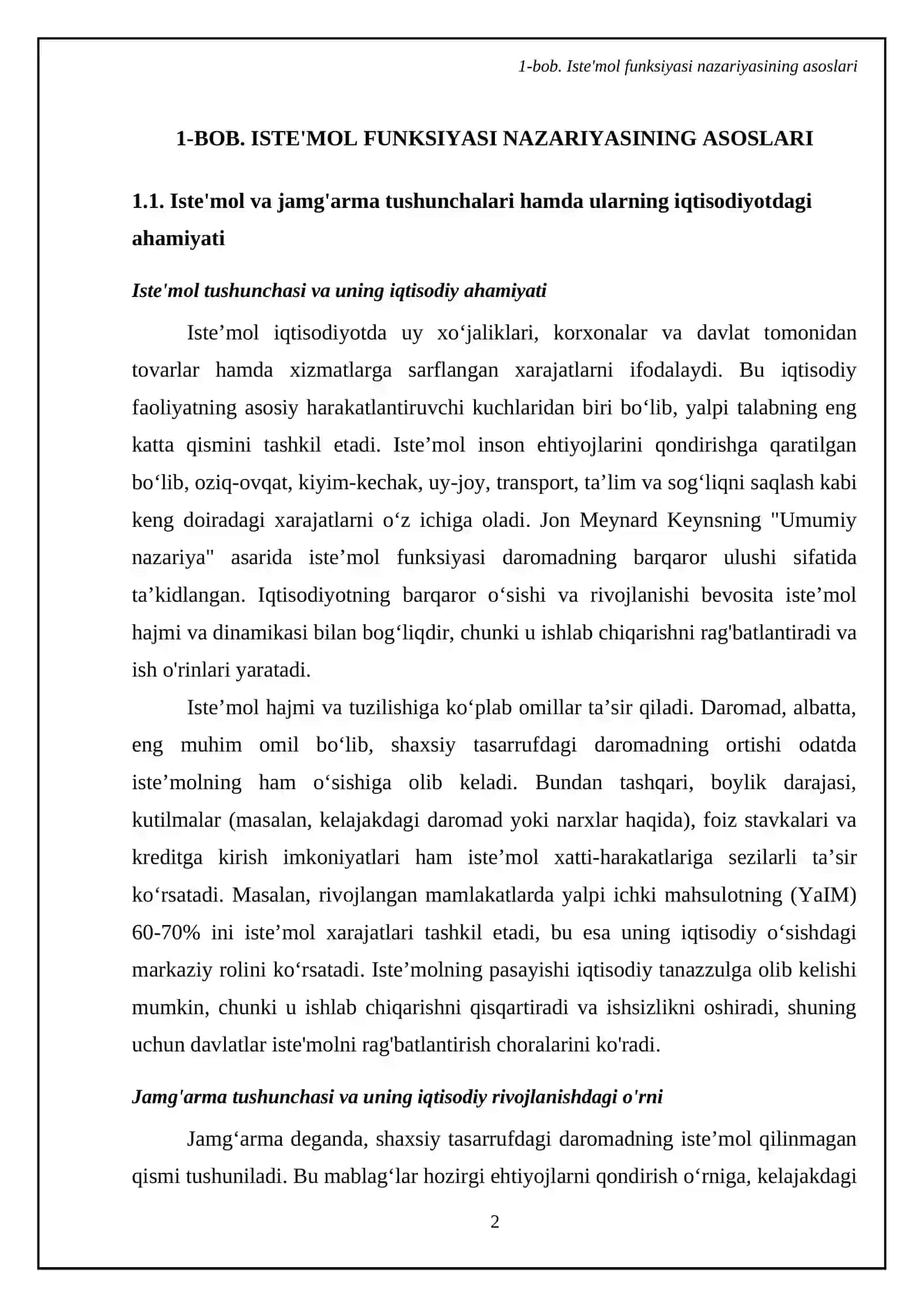 Iste'mol funksiyasining dinamik modeli 4