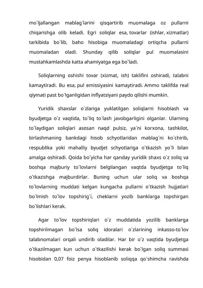 Soliqlar turlari va ularning o'zgartirilishi 4