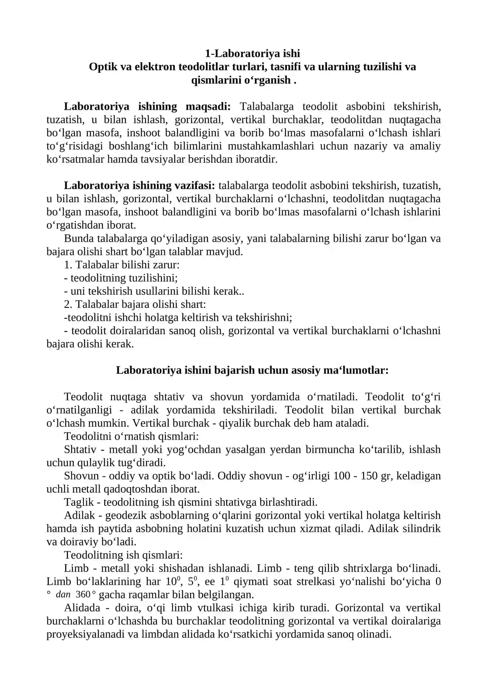 Muhandislik Geodeziyasi Laboratoriya Ishlari 4