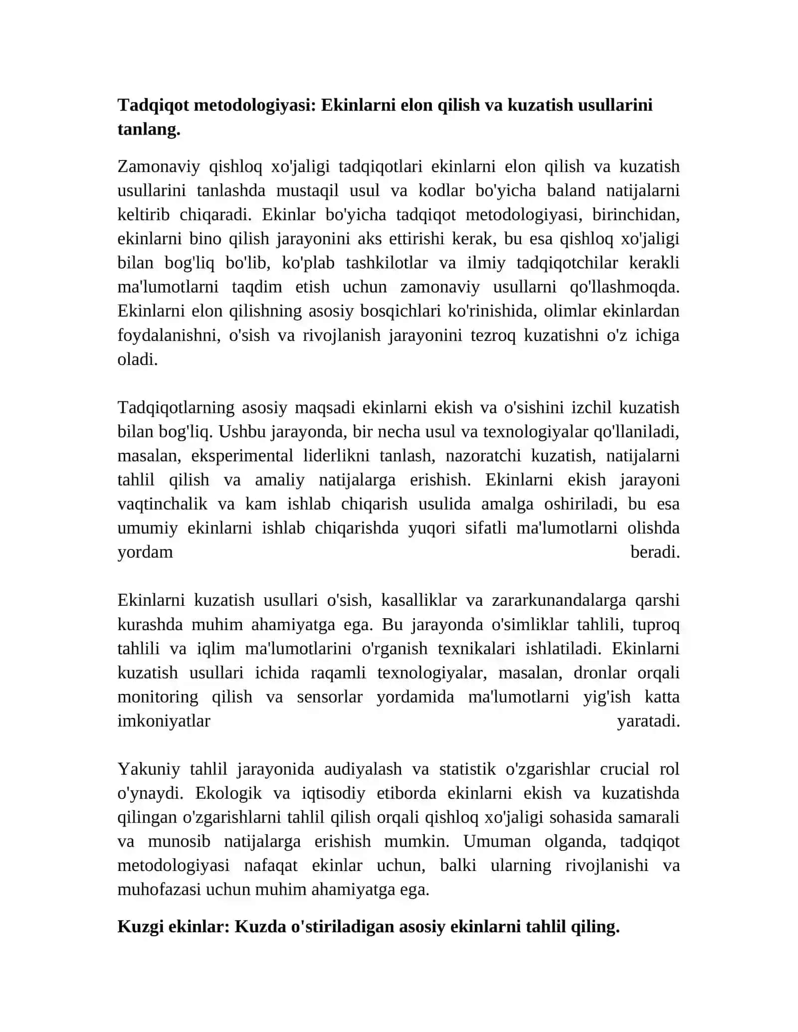 Kuzgi va bahorgi ekinlarning xususiyatlari 4