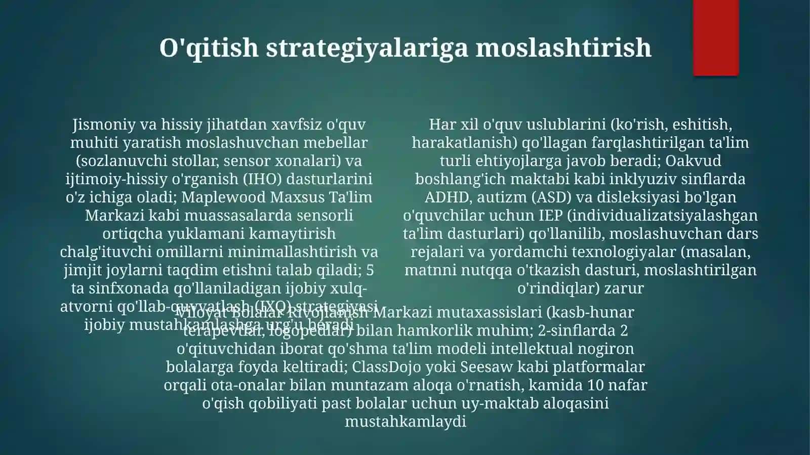 Shifoxonadagi bolalar uchun ta'lim muhitini yaratish uziga xos xususiyatlari 4