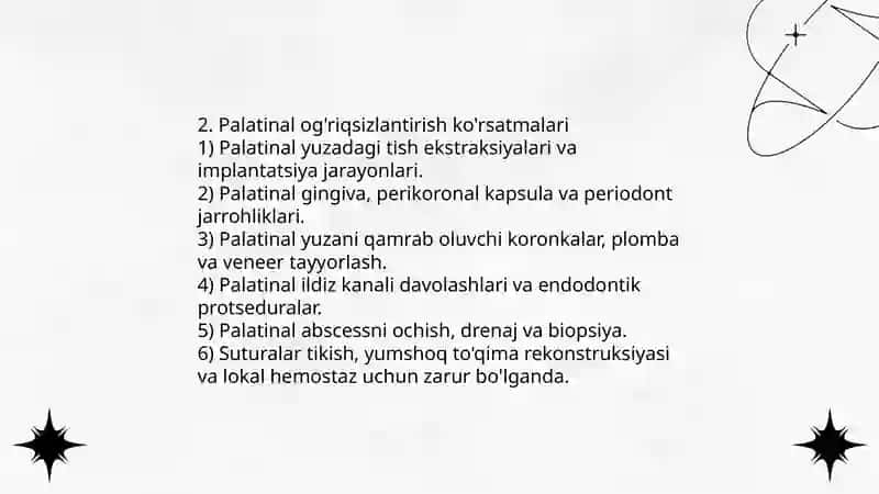 Palatinal og'riqsizlantirish 4