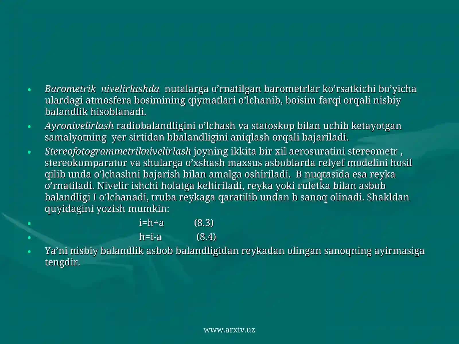 Absalomova Mahliyoning “Nivelirlash” mavzusidagi taqdimoti 4