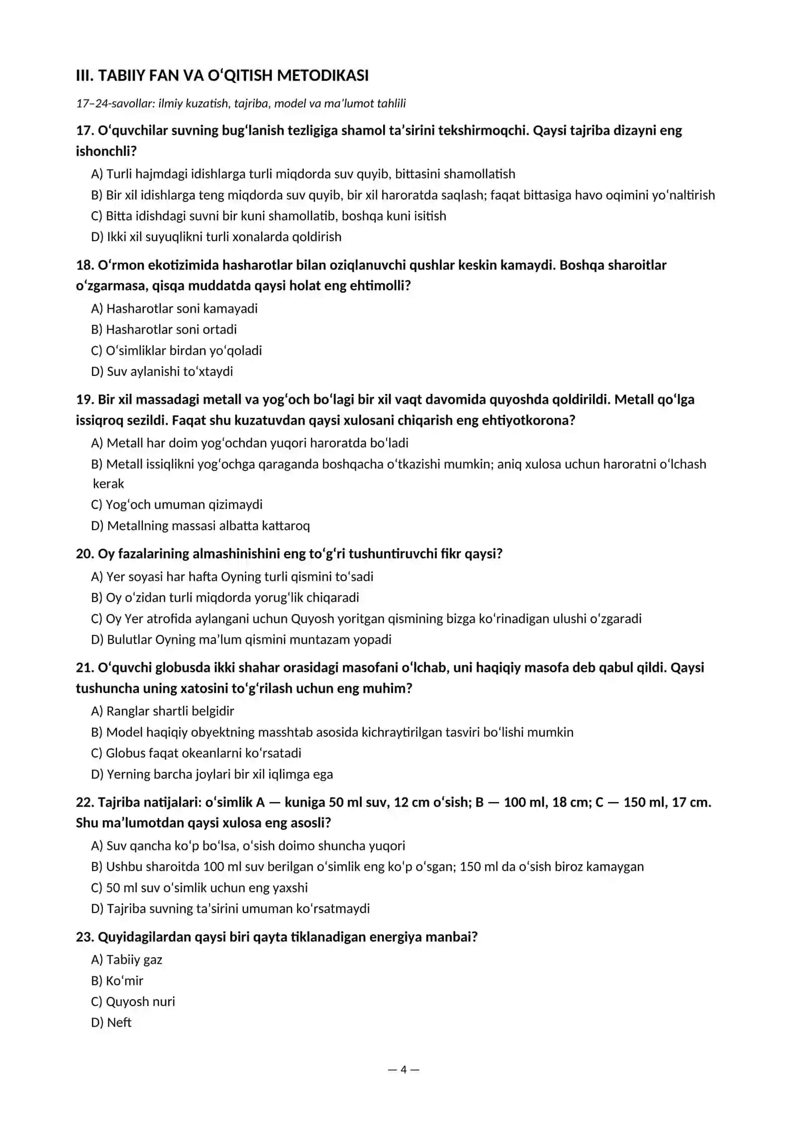 BOSHLANG‘ICH TA’LIM MILLIY SERTIFIKATI 4