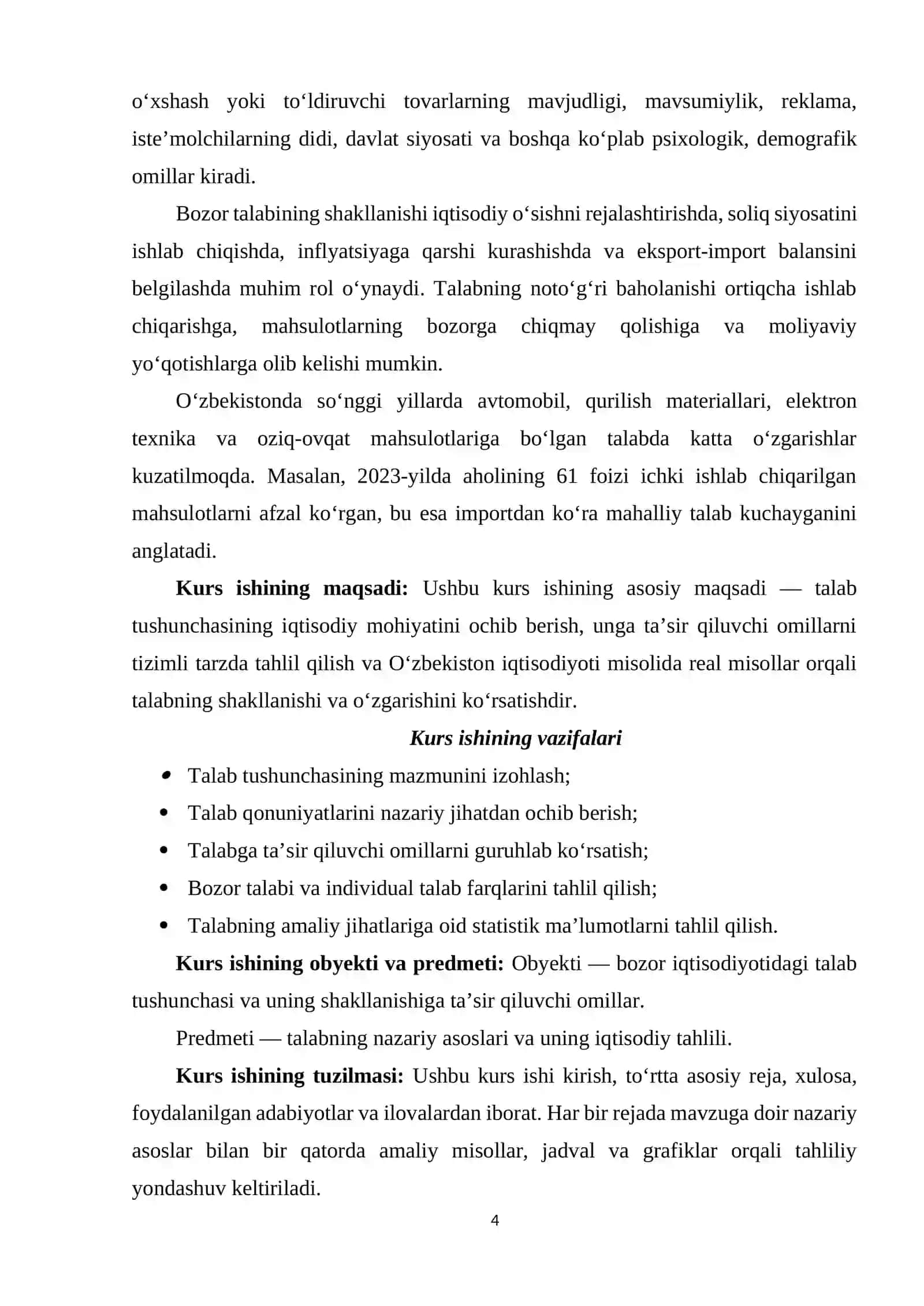 Talab tushunchasi, talab miqdoriga ta’sir qiluvchi omillar 4