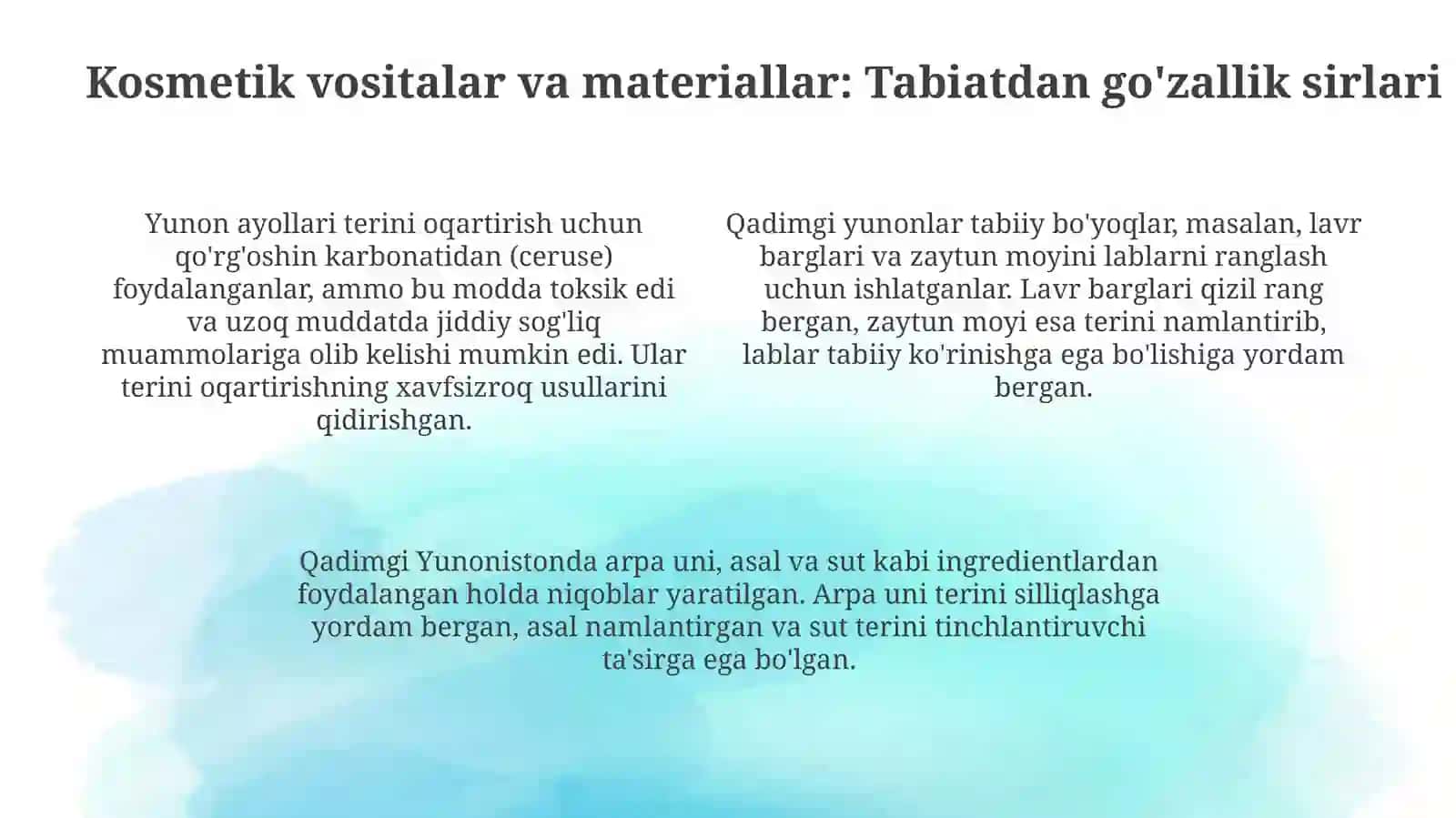 Qadimgi Yunonistonda kosmetologiyaning qo‘llanilishi 4