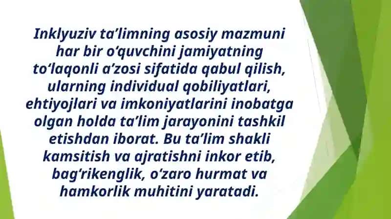 Inklyuziv taʼlimning taʼlim sohasidagi ahamiyati 4