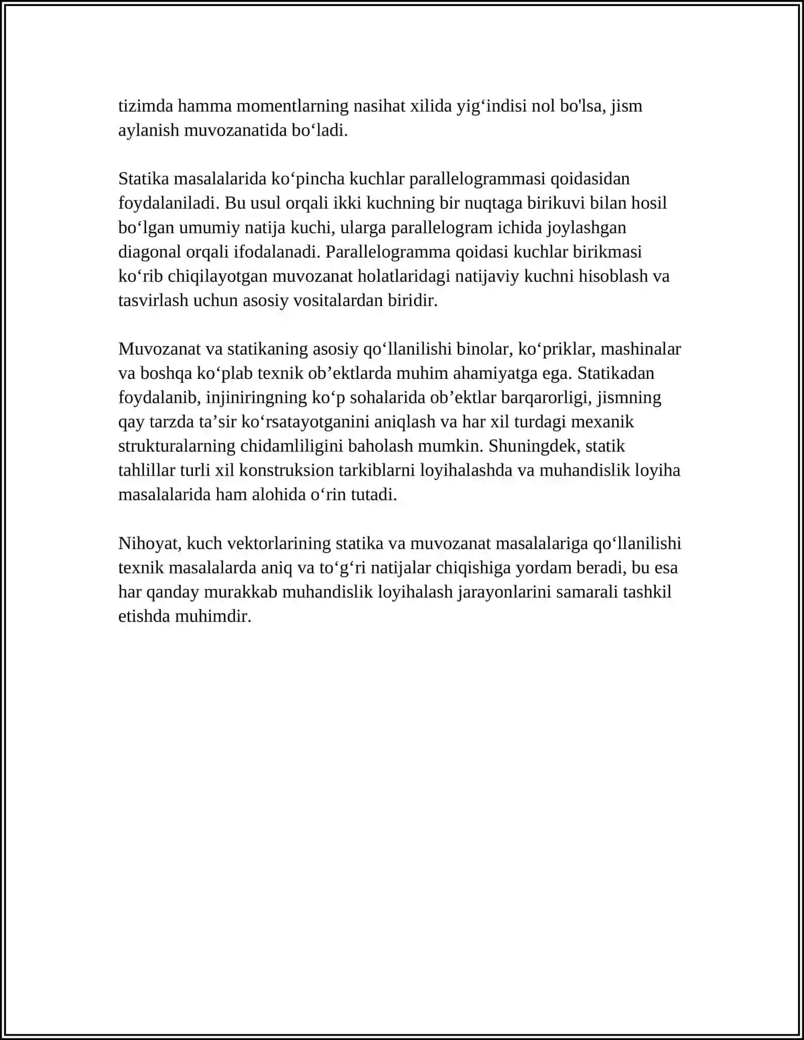 VEKTORLAR ALGEBRASINING TEXNIK MASALALARGA TADBIQI 4