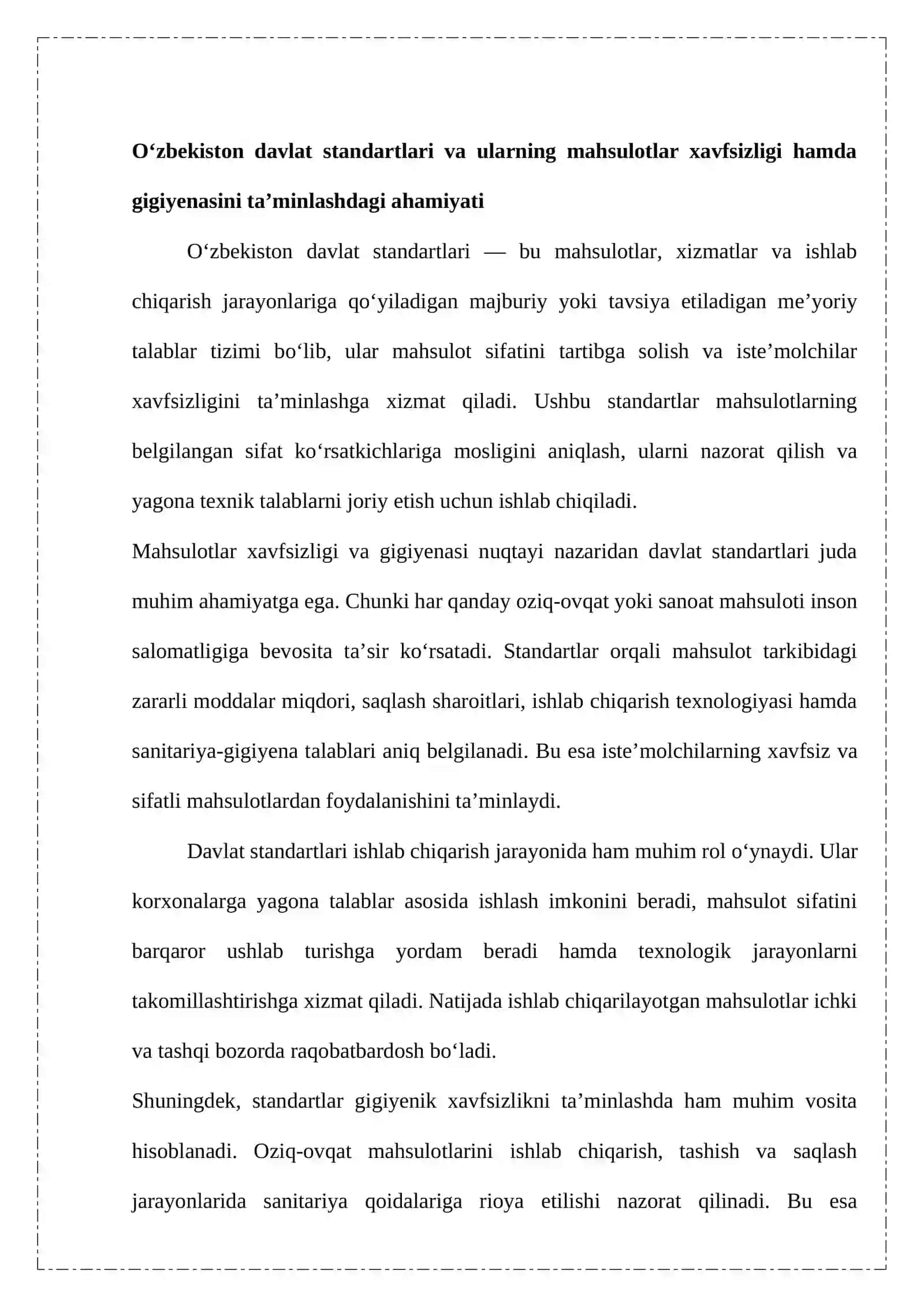 O’ZBEKISTON DAVLAT STANDARTLARI VA UNI ISHLAB CHIQISH VOSITALARI 4