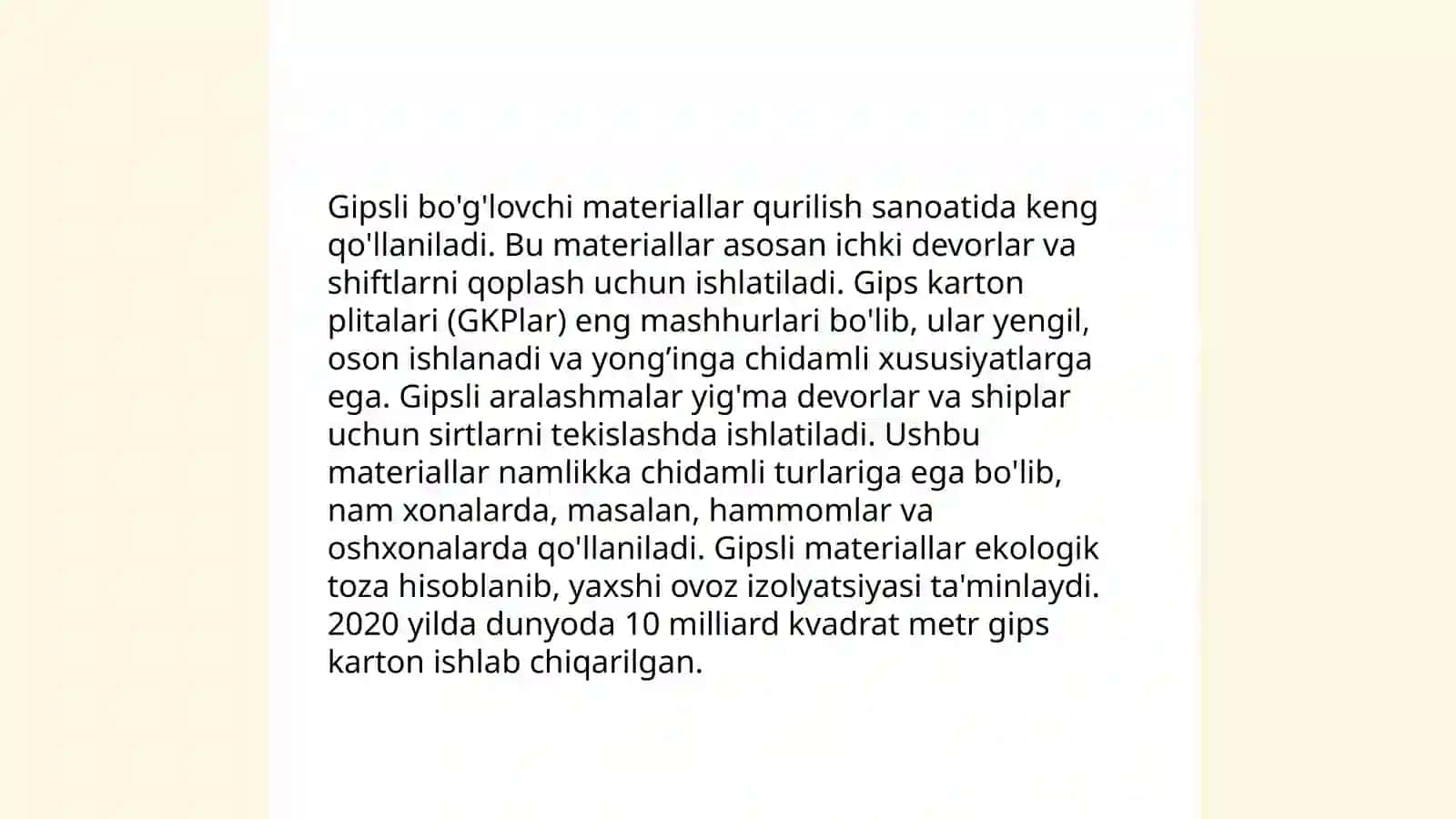 Gips asosida bo'g'lovchi materiallar tarkibi 4