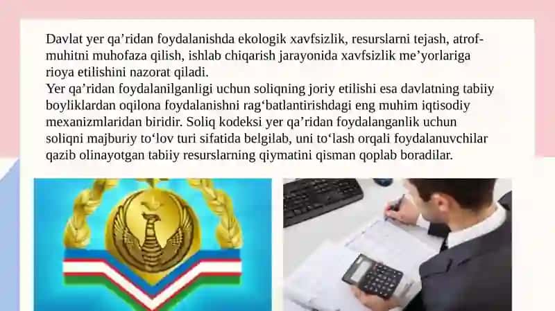 Yer qaridan Foydalanganlik uchun soliqning to’lovchilari tartibi 4