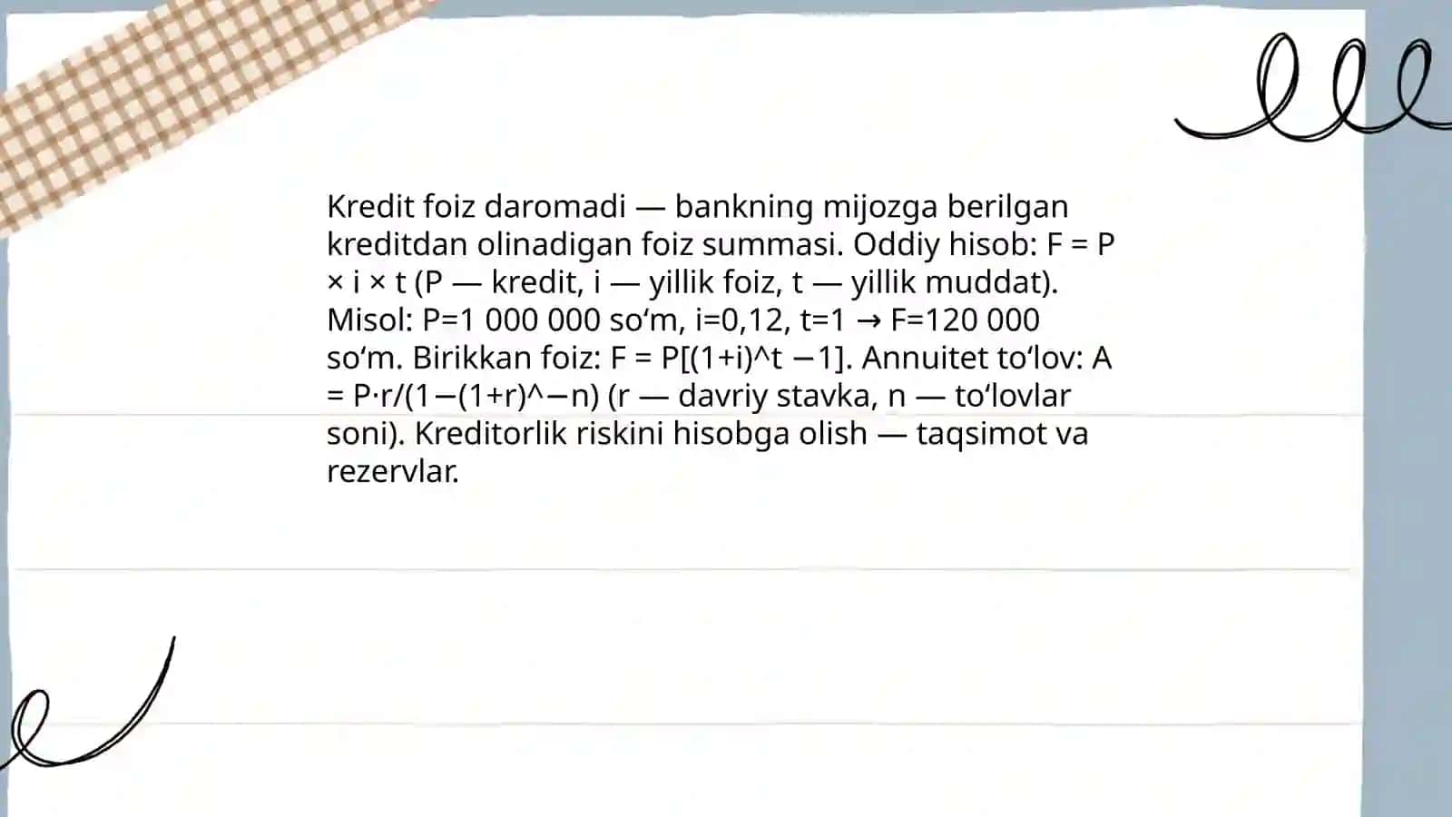 Bank daromadlari va daromadlarini olish 4