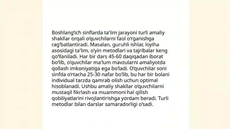 Boshlangich sinflarda talim – tarbiya ishlarini tashkil qilishning amaliy shakillari 4