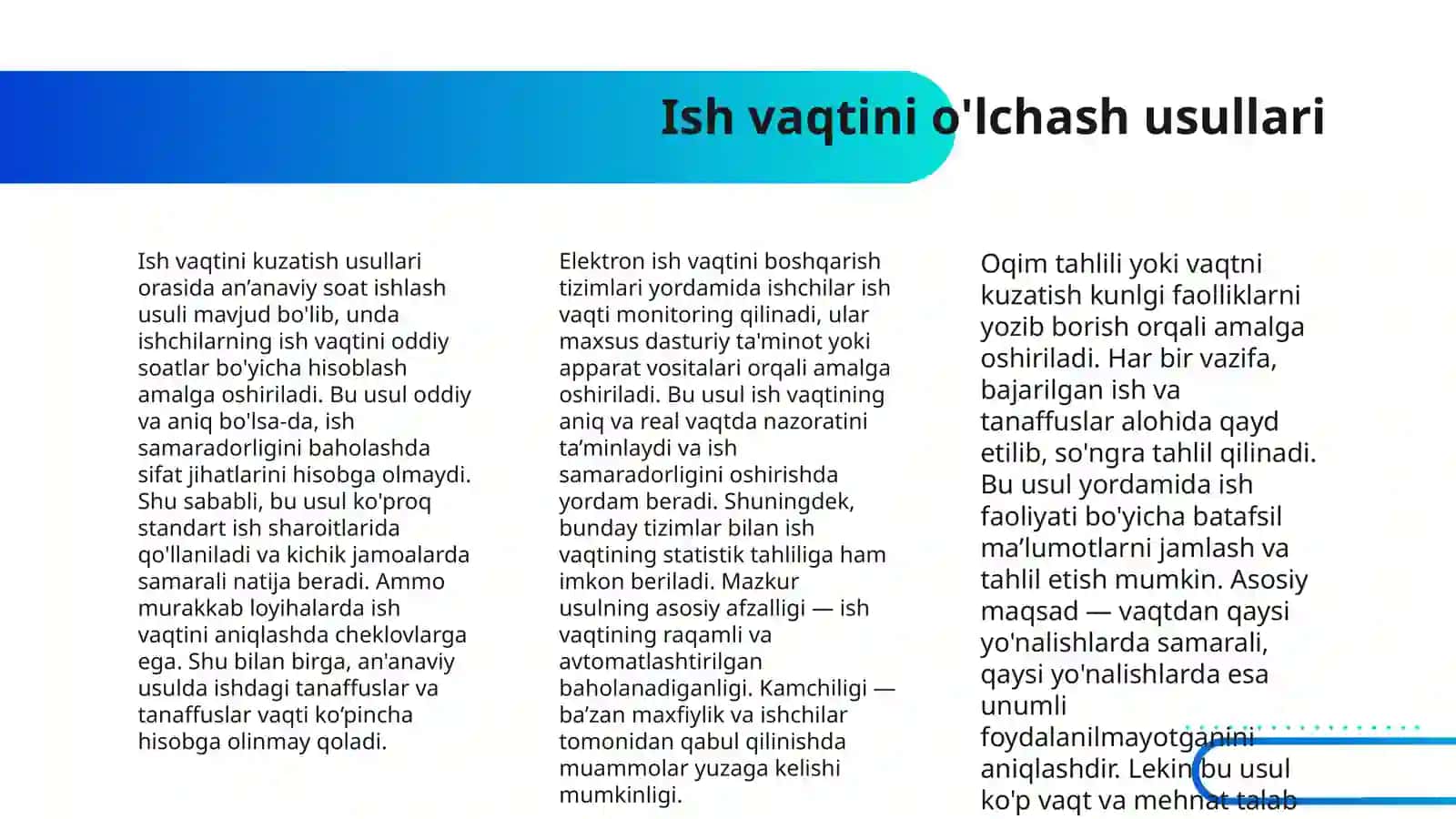 ISH VAQTIDAN SAMARALI FOYDALANISH VA UNING O'ZGARISHIGA TA'SIR ETUVCHI OMILLAR TAHLILI 4