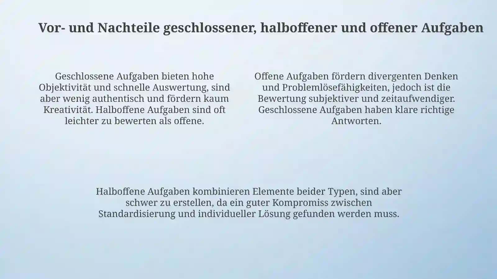 GeschlosseneAufgaben, HalboffeneAufgaben, OffeneAufgaben 4