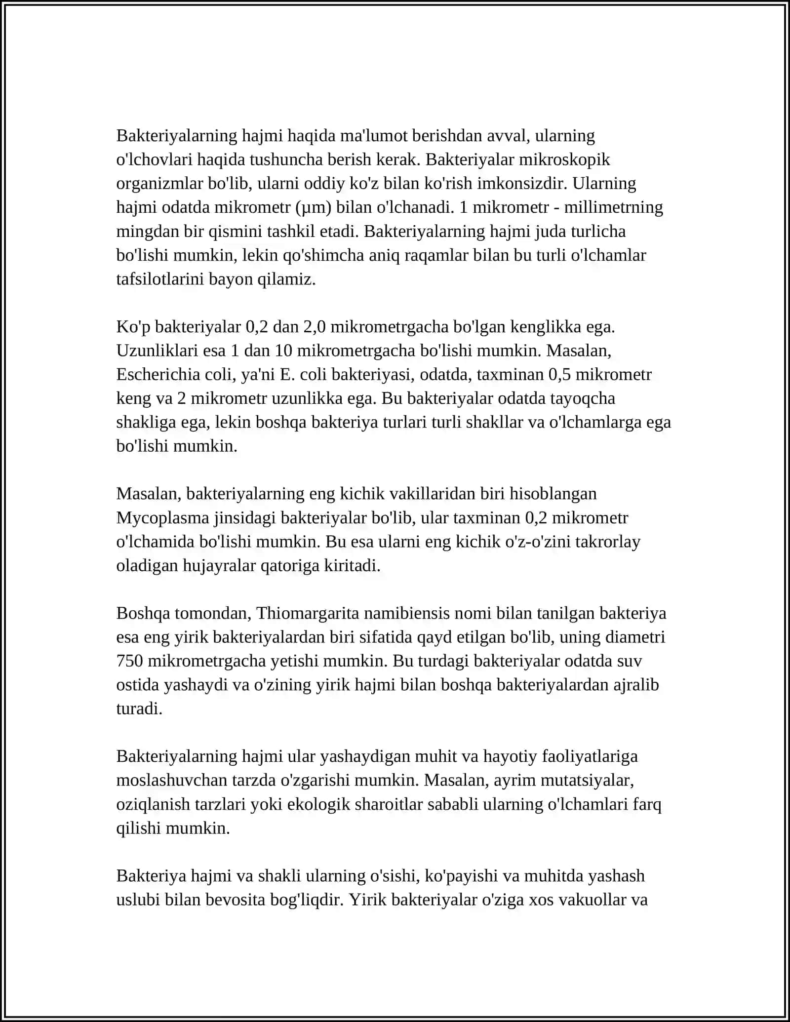MUSTAQIL ISH Mavzu: BAKTERIYA MORFOLOGIYASI 4