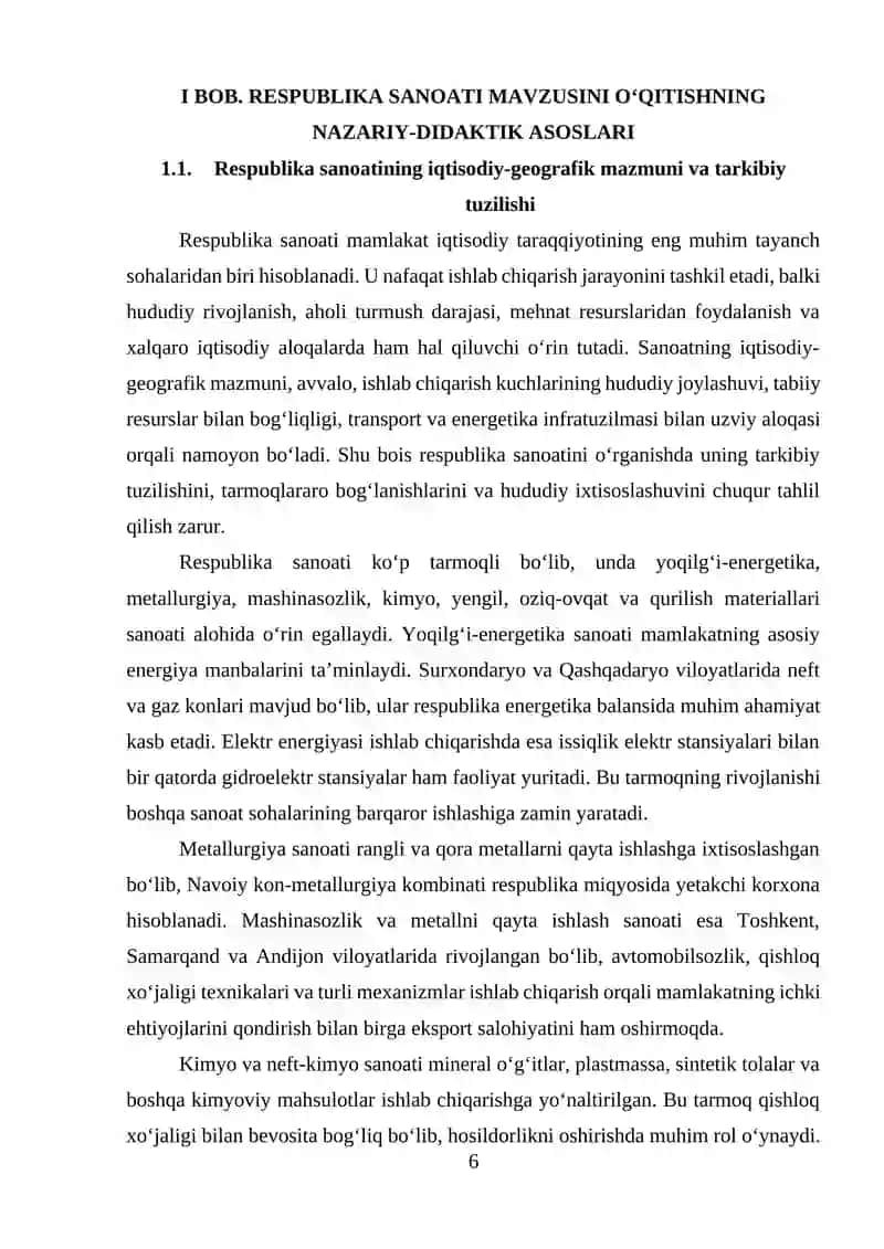 Respublika sanoati va uning tarmoqlar tarkibi mavzusini o‘qitish metodikasi 4