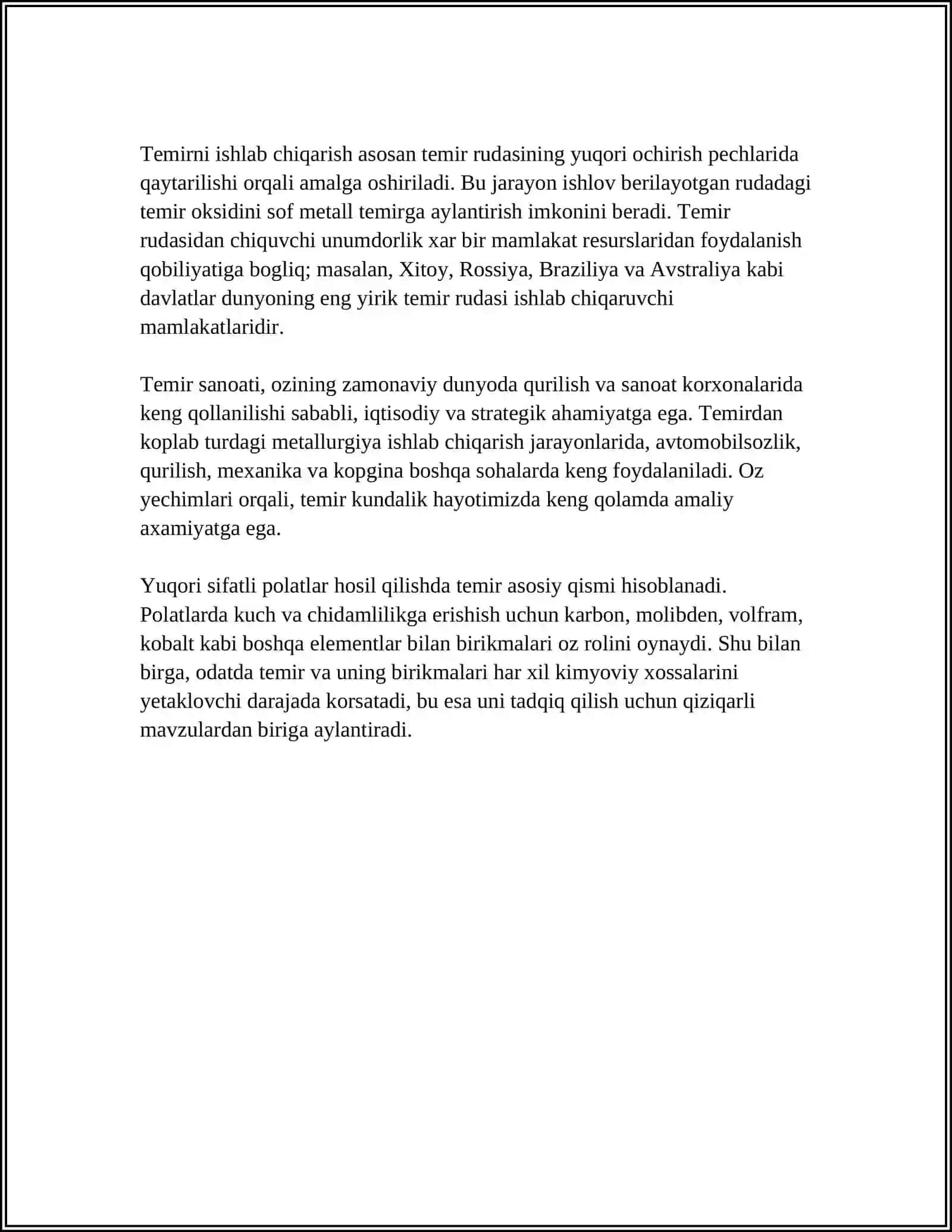 TEMIR VA UNING BIRIKMALARI OLINISH XOSALARI 4