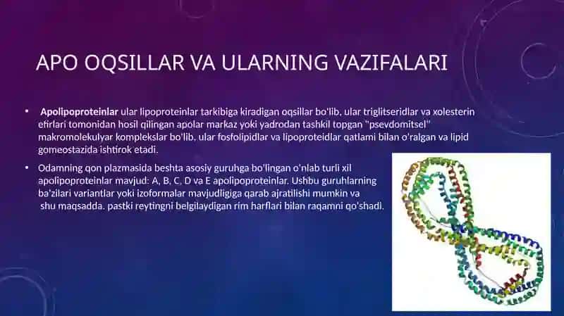 Xolesterin tashilishida qatnashuvchi APO oqsillarning sifingolipidozi 4