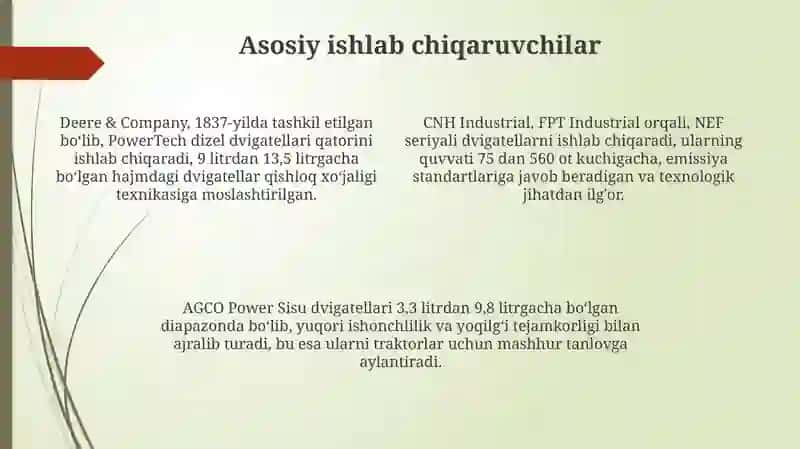 Xorij firma traktorlarining dvigatellari 4