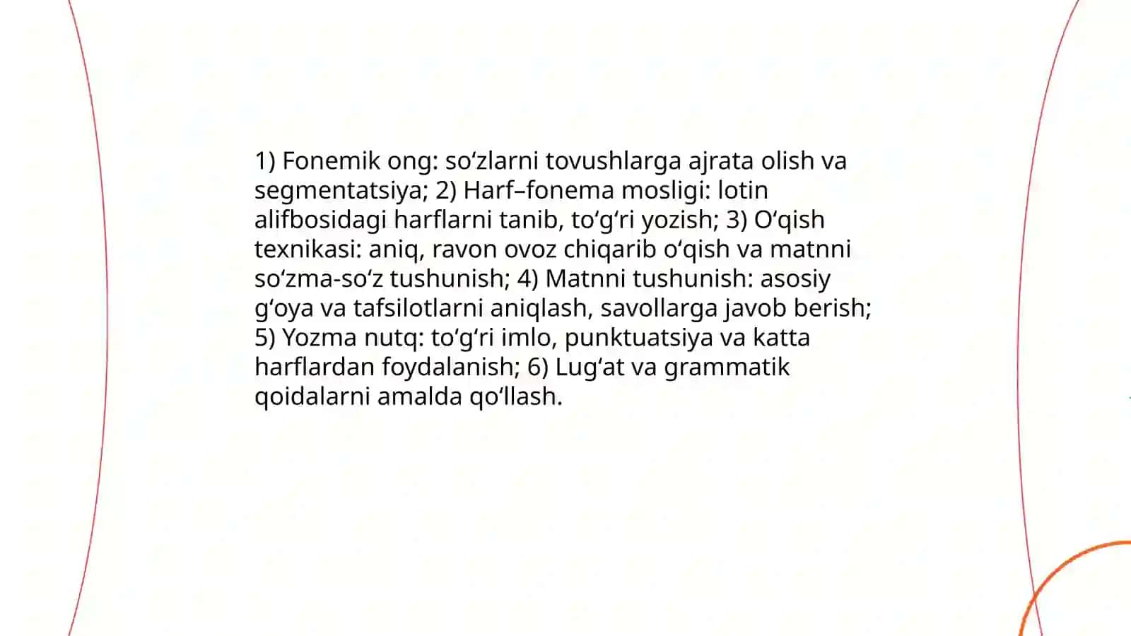Boshlangʻich taʼlim davlat standarti mazmuni negizini belgilovchi koʻrsatkichlar 4