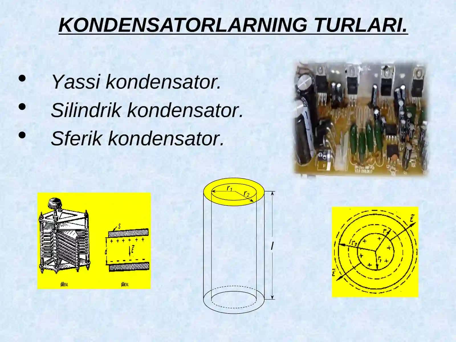 Elektr sig’imi. kondensatorlar. Kondensatorlarni ulash 4