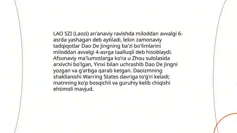 LAO SZIning faoliyati va DAO tushunchasi 4