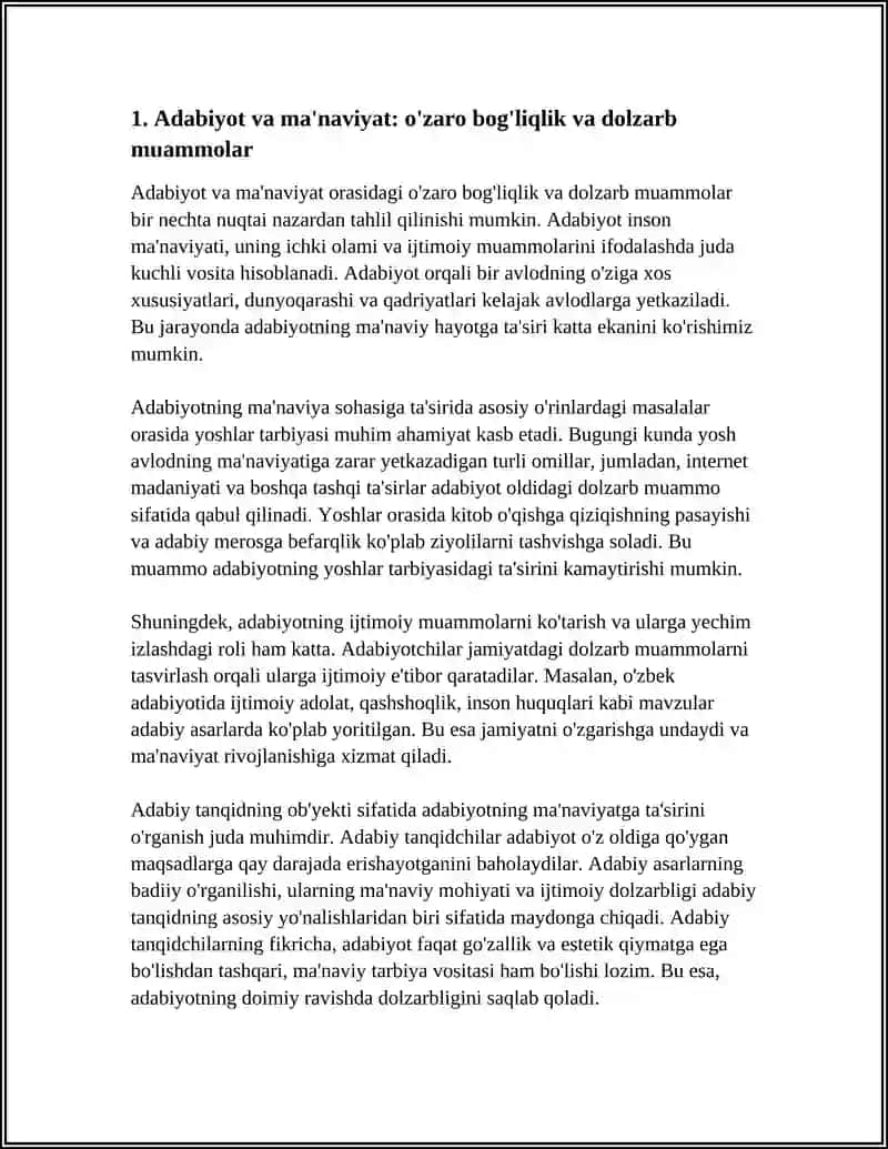 ADABIYOTGA E’TIBOR - MA’NAVIYATGA, KELAJAKKA E’TIBOR. ADABIY TANQID OB’YEKTI 4