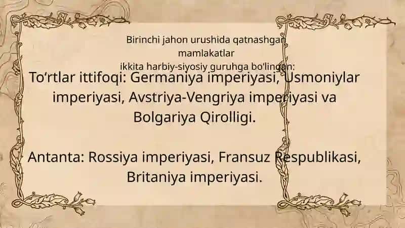 Birinji Jahon urushining Turkiston olkasiga tasiri va 1916 yil milliy ozodlik harakati 4