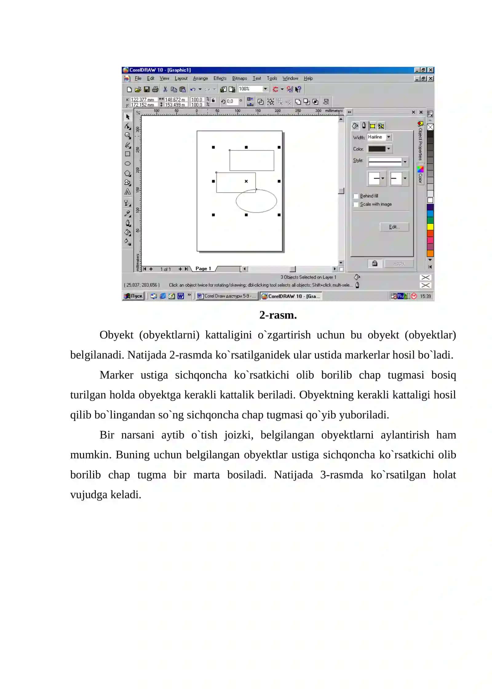 Corel Draw dasturiDA OBYEKTLAR BILAN ISHLASH 4