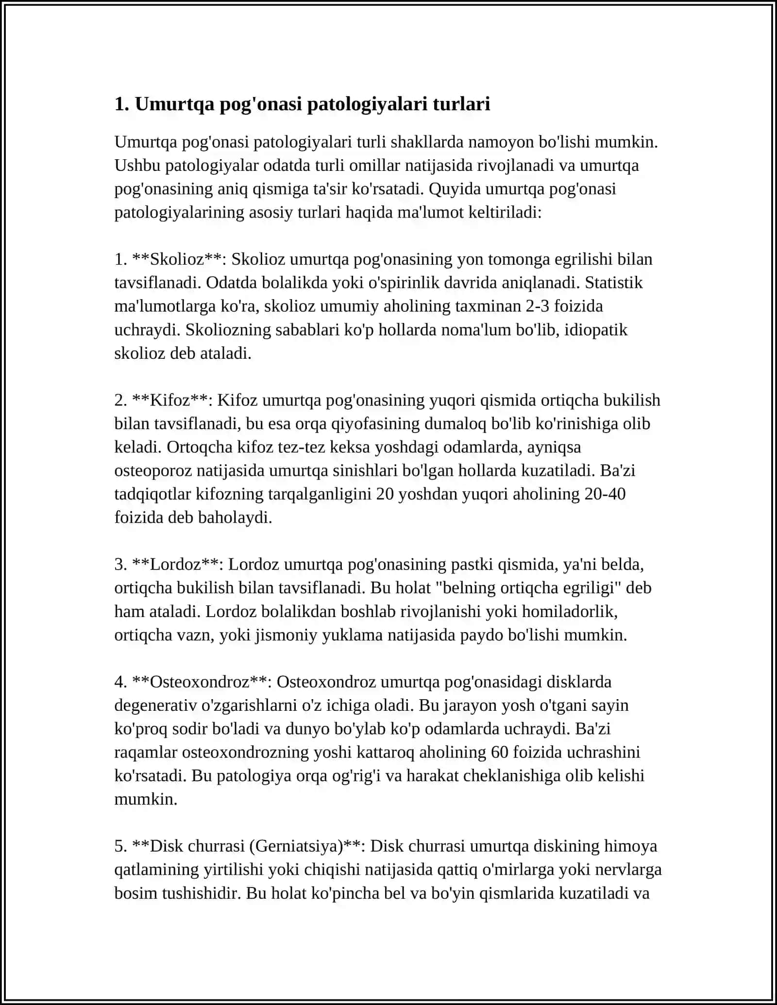 UMURTQA POG'ONASI PATOLOGIYALARINI OPERATIV DAVOLASH USULLARI. ORQA MIYA CHURRALARIDA OPERATSIYALAR 4