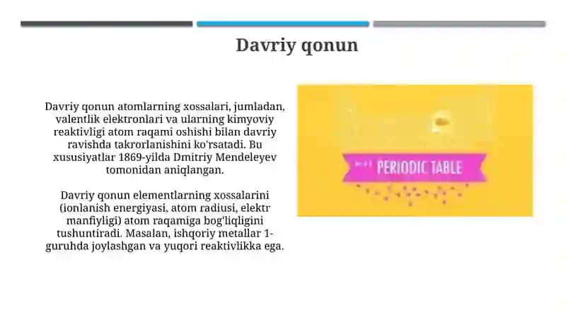 Davriy jadval va davriy qonun 4