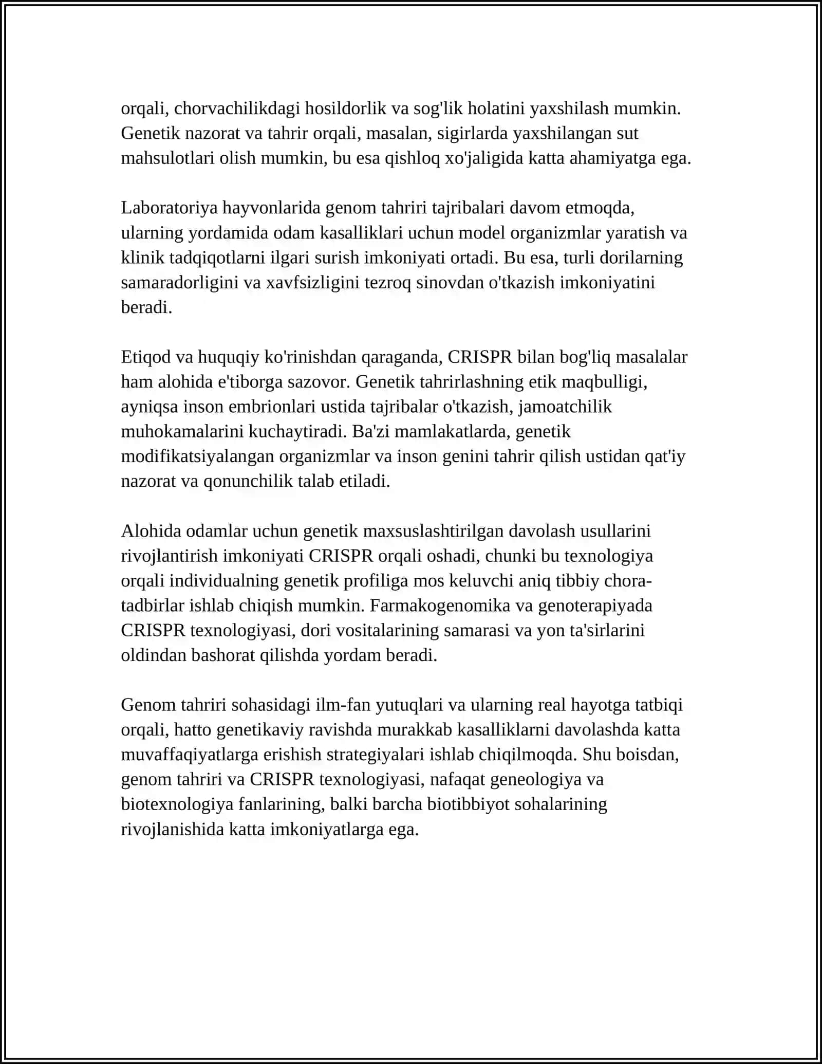 GENETIKA FANIDAGI YANGI YO'NALISHLAR VA BOSHQA FANLAR BILAN ALOQADORLIGI 4